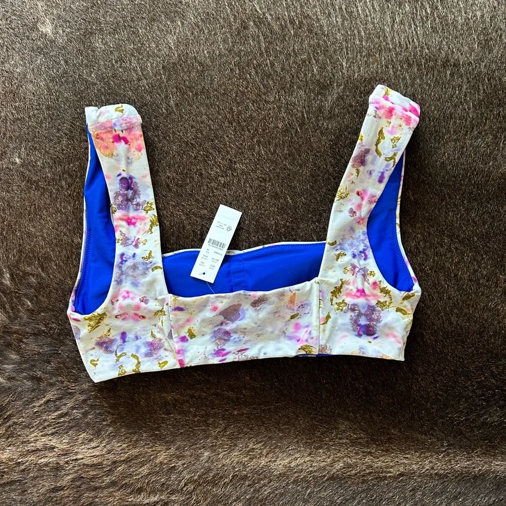 NWT J Crew Watercolor Floral Print Bikini Top - Picture 3 of 4